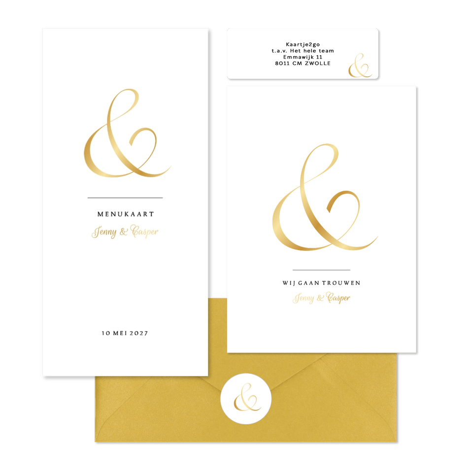 Ampersand trouwset goud