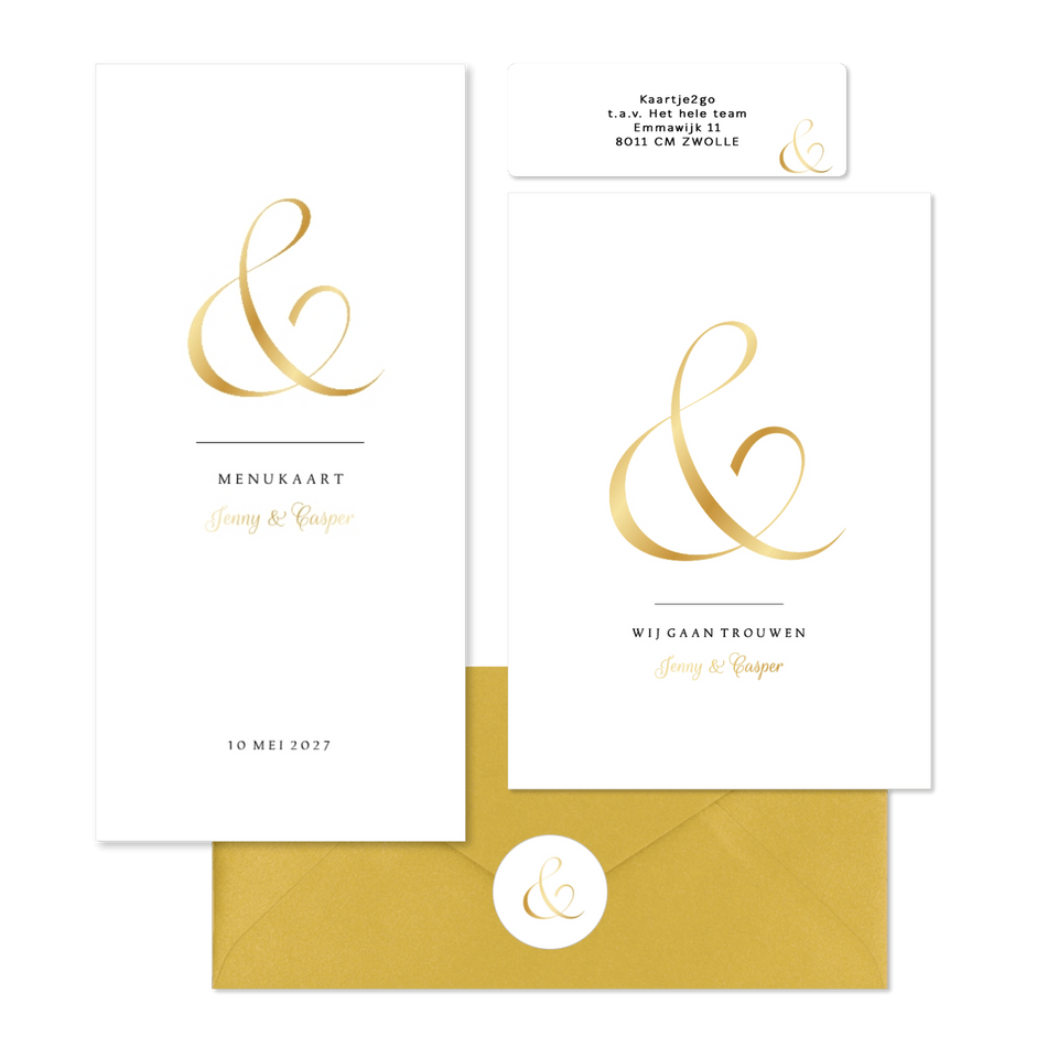 Ampersand trouwset goud