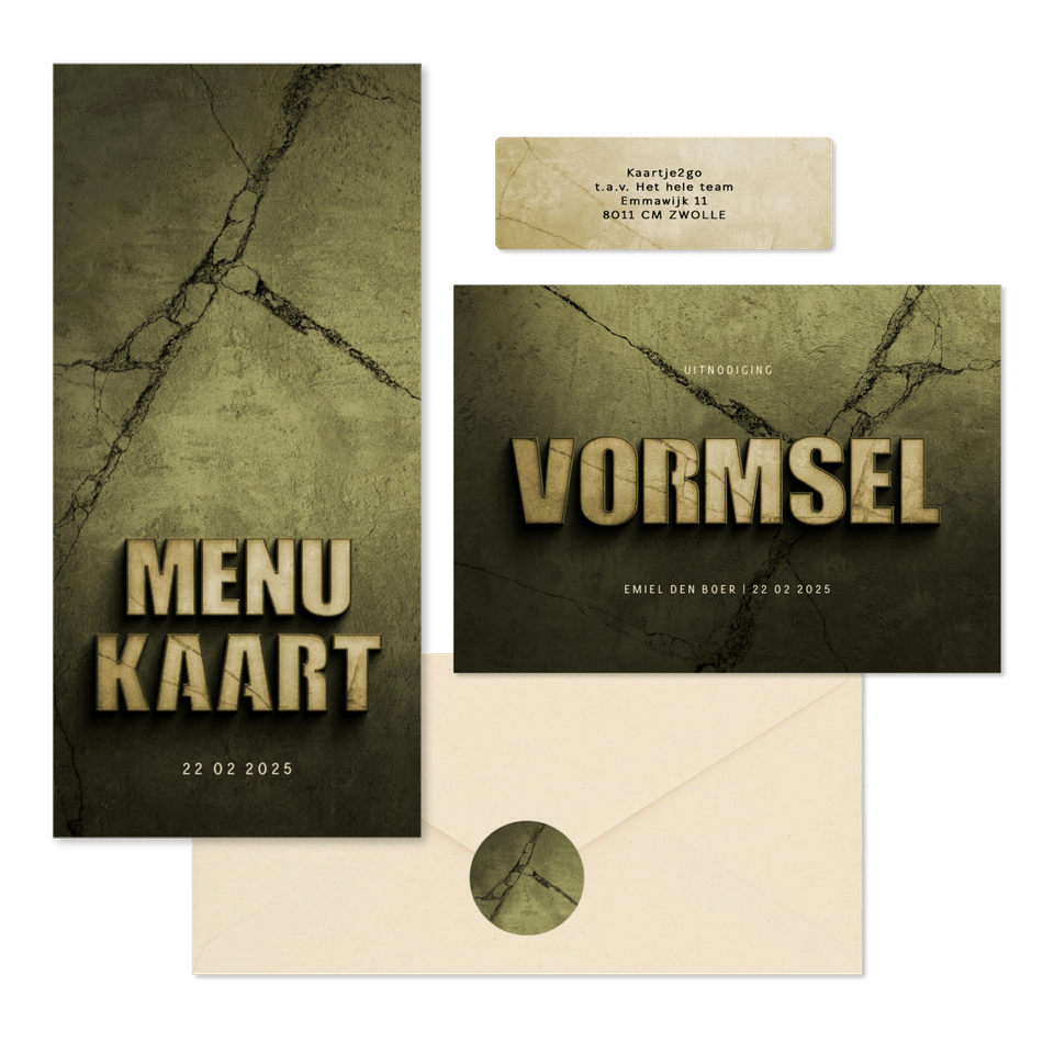 Vormsel set stoer filmposter donkergroen