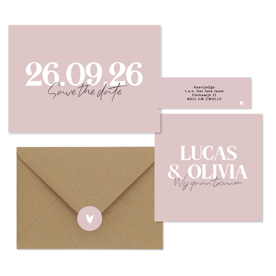 Trouwset minimalistisch grote letters cijfers