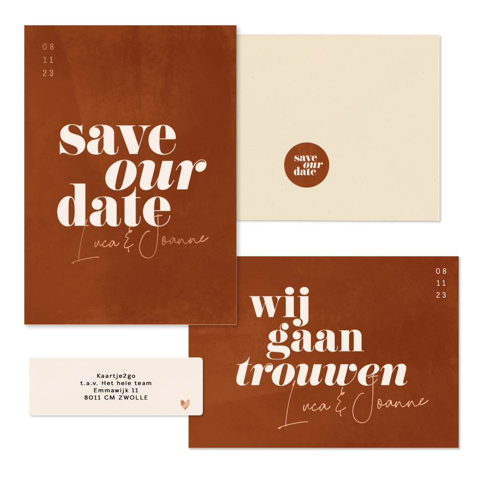 Trouwset minimalistisch roest met waterverf
