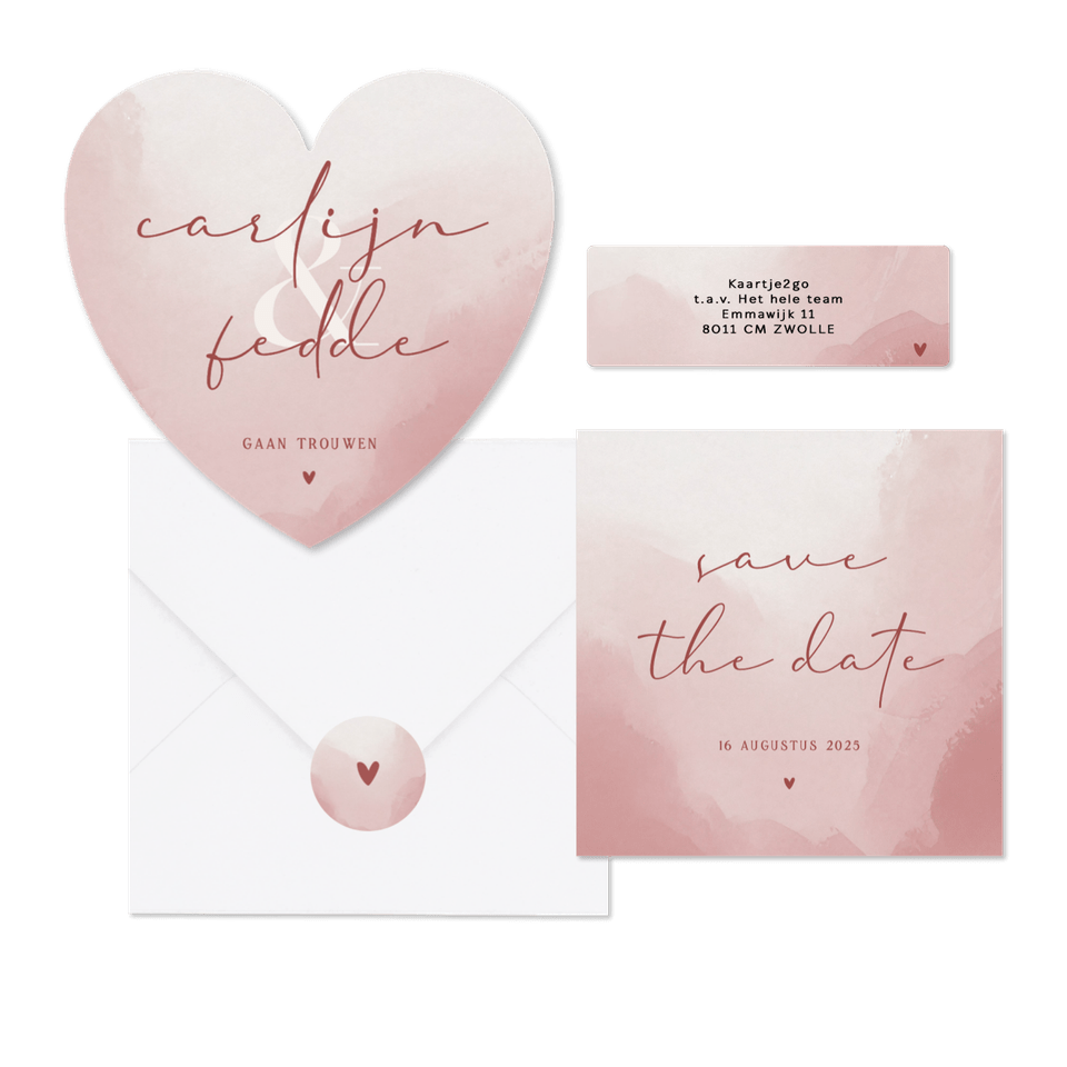 Trouwen minimalistisch met waterverf oudroze