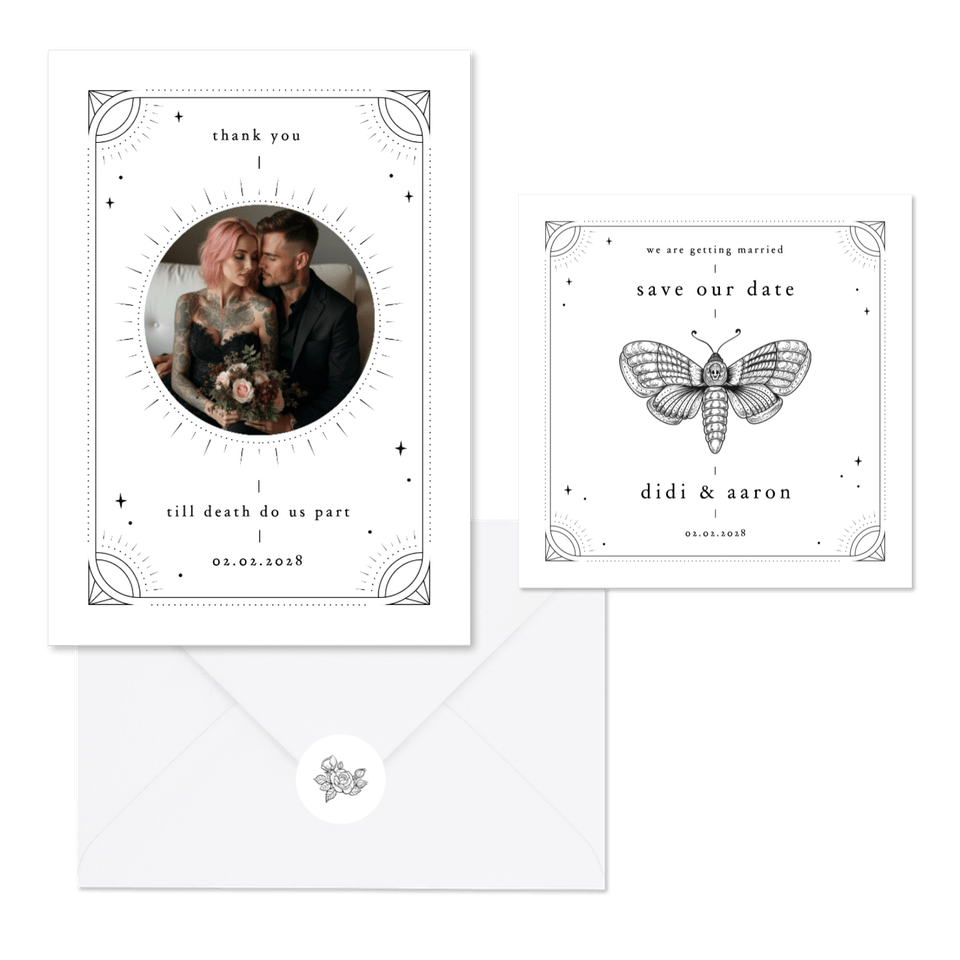 Originele trouwset in tattoo stijl