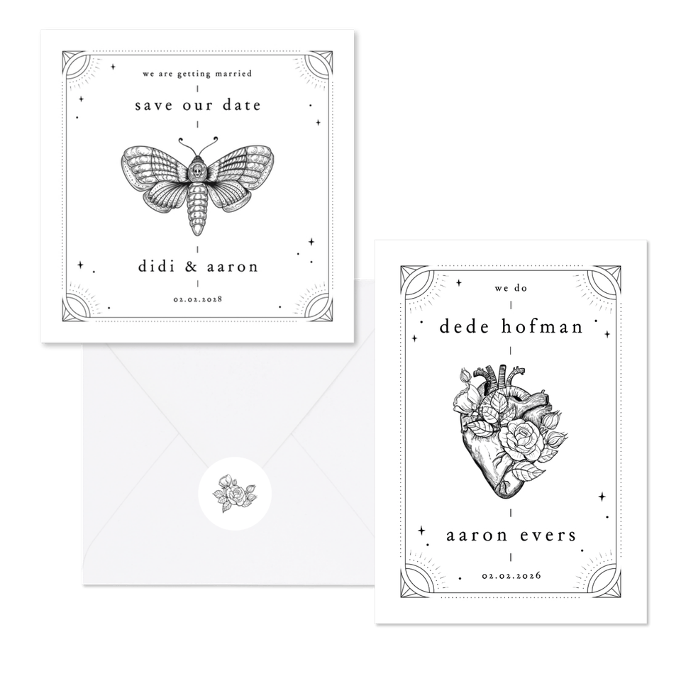 Originele trouwset in tattoo stijl