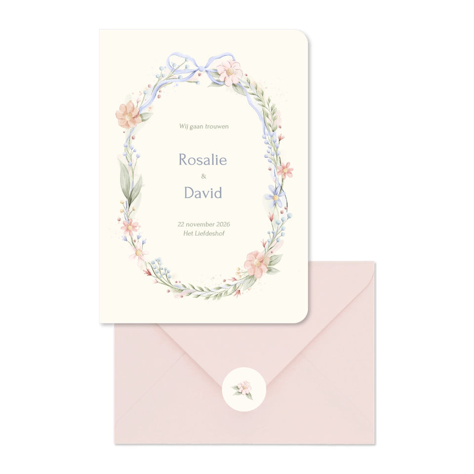 Romantische trouwset strik met aquarel bloemen