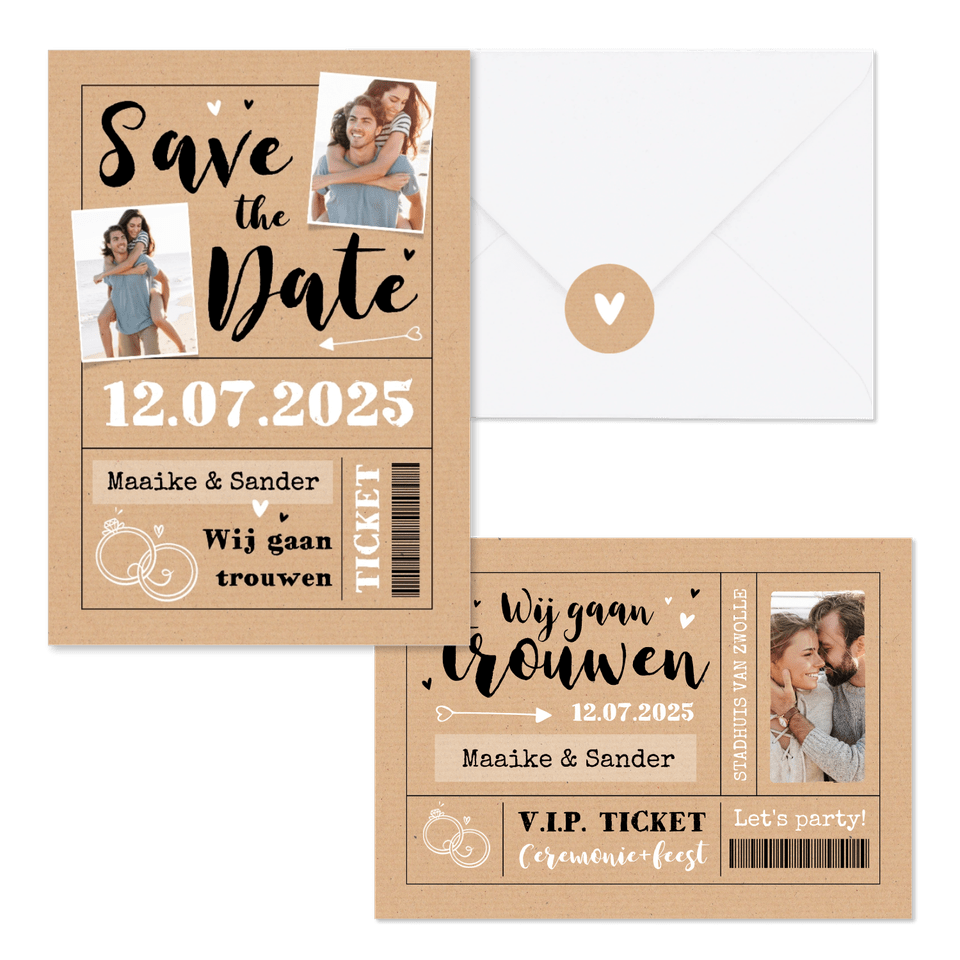 Trouwkaarten ticket kraftlook hip