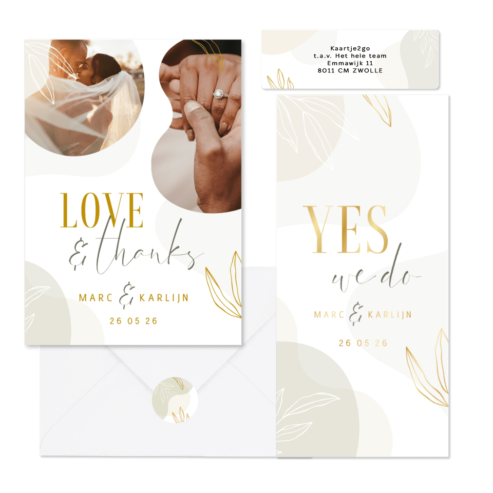 Stijlvolle trouwset met abstracte vormen