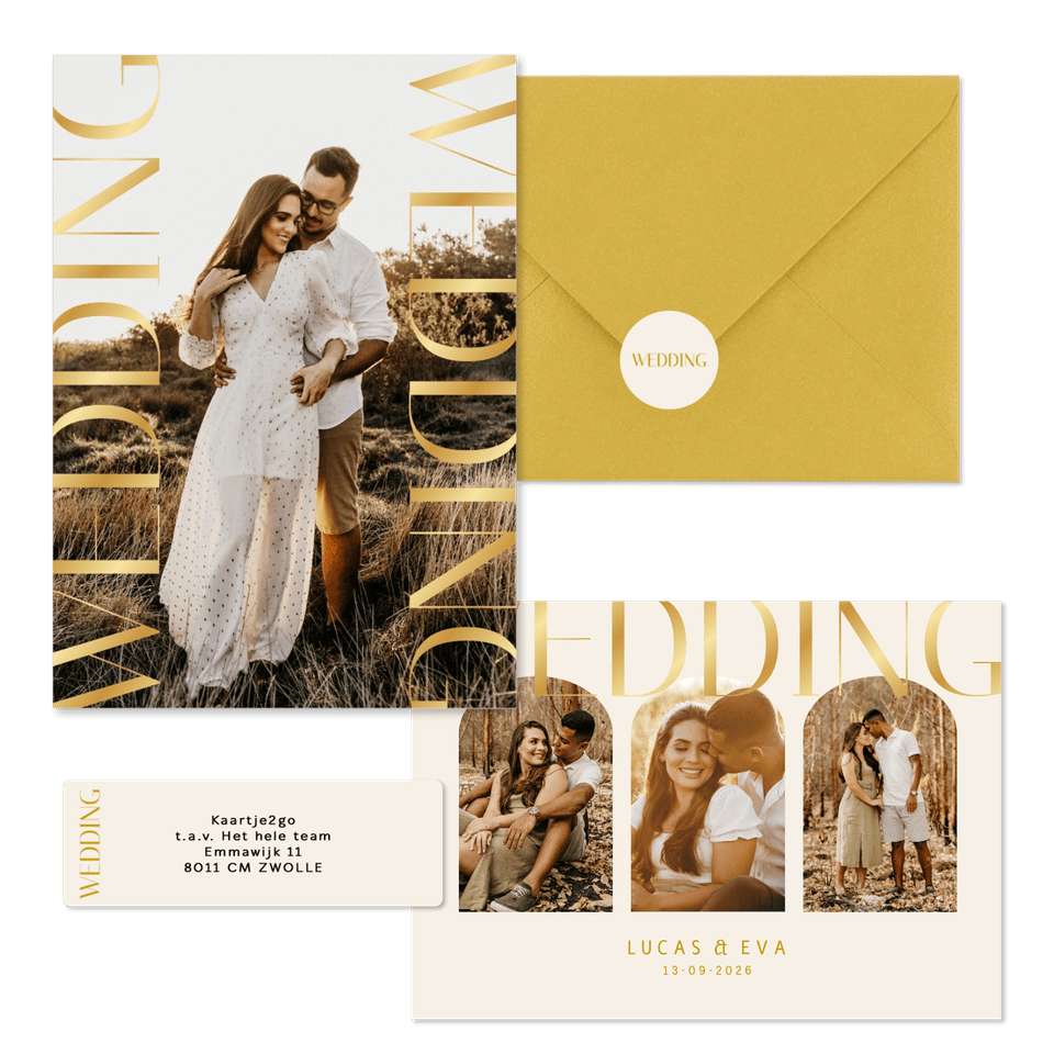 Set met gouden klassieke typografie