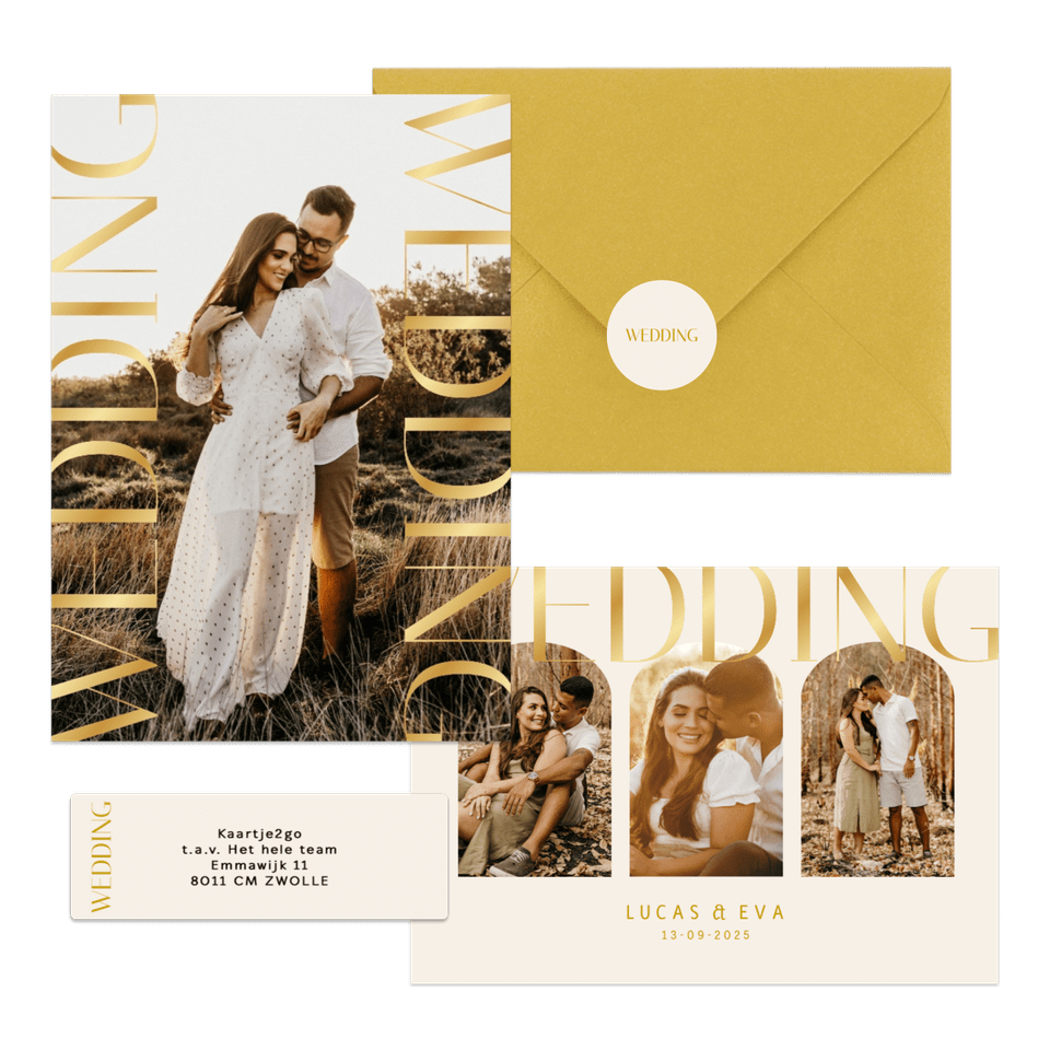 Set met gouden klassieke typografie