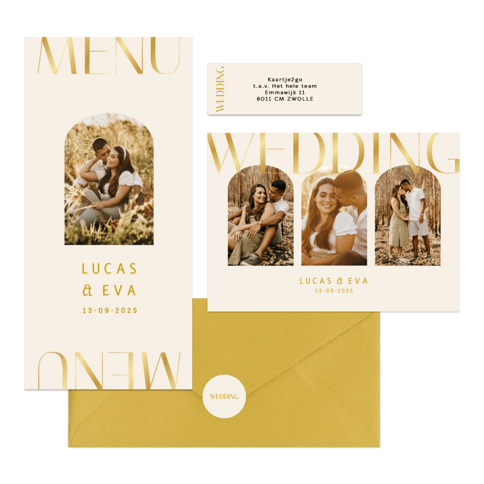 Set met gouden klassieke typografie