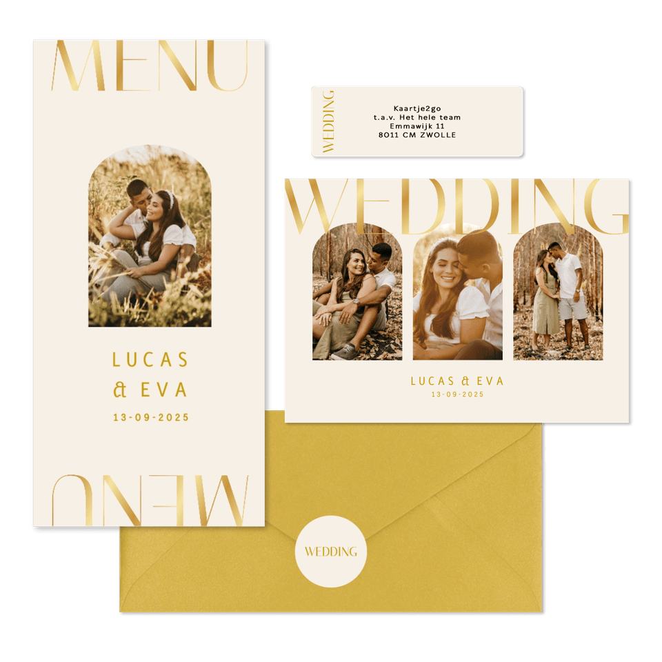 Set met gouden klassieke typografie