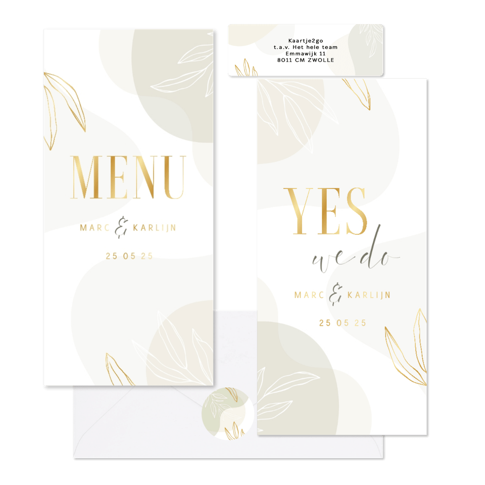 Stijlvolle trouwset met abstracte vormen