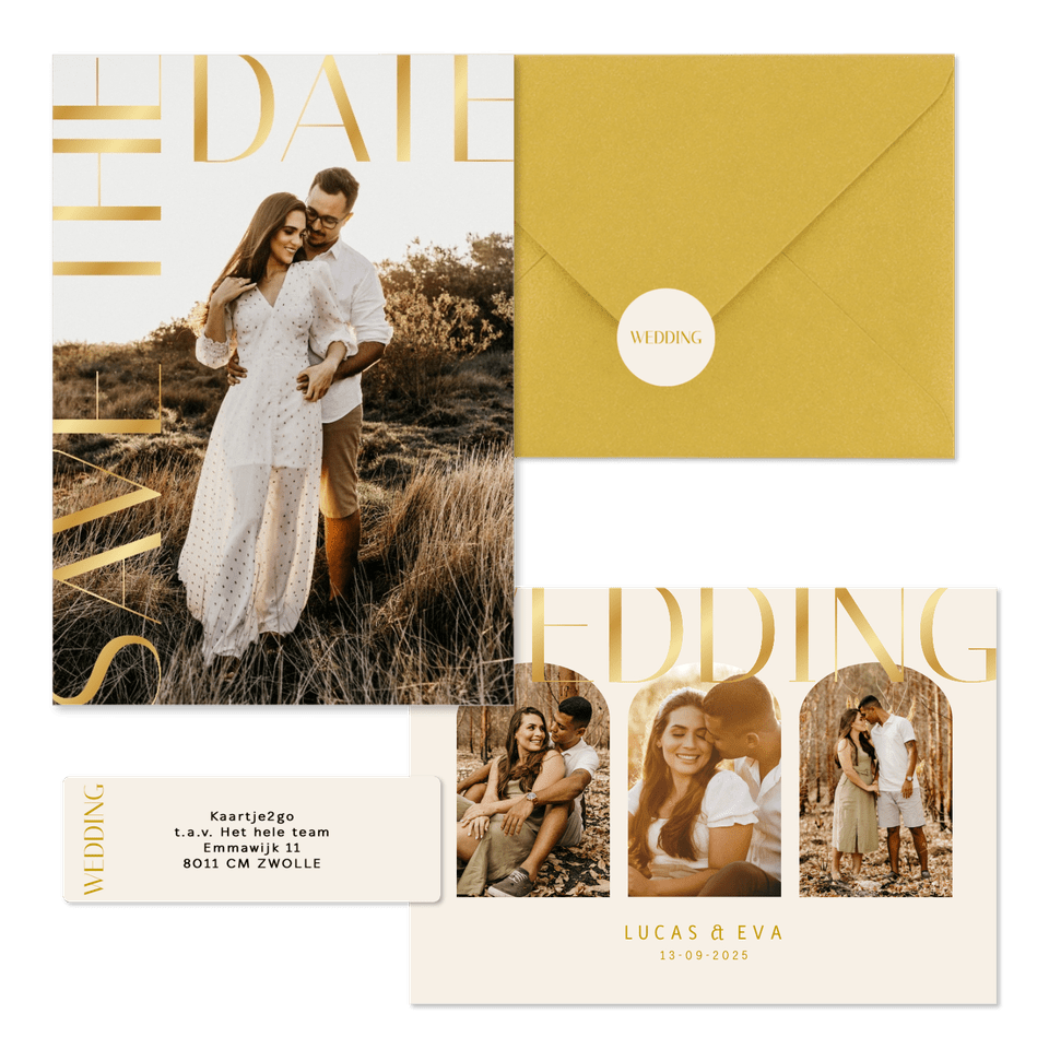 Set met gouden klassieke typografie