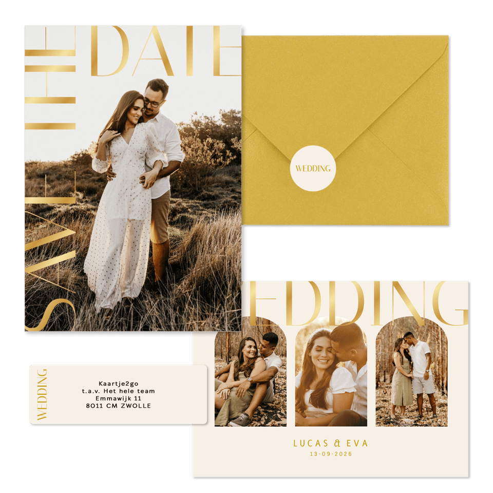 Set met gouden klassieke typografie