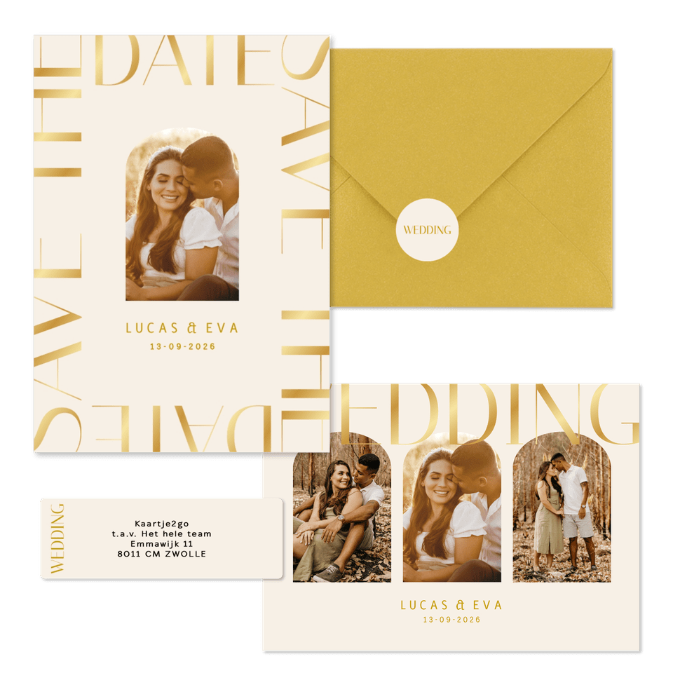 Set met gouden klassieke typografie