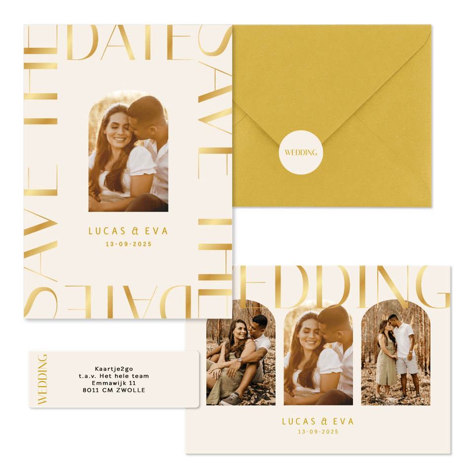 Set met gouden klassieke typografie