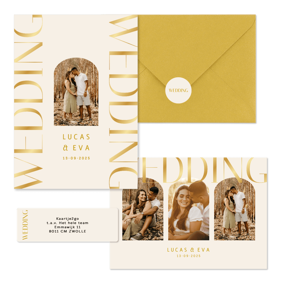 Set met gouden klassieke typografie