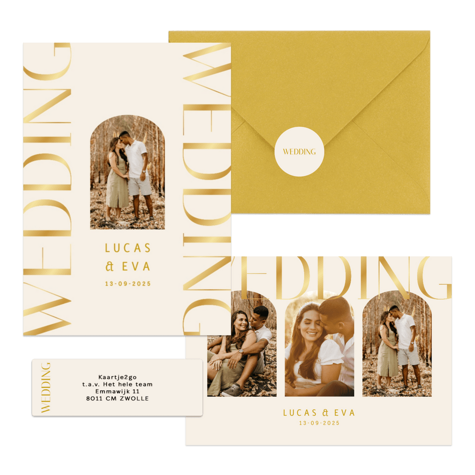 Set met gouden klassieke typografie