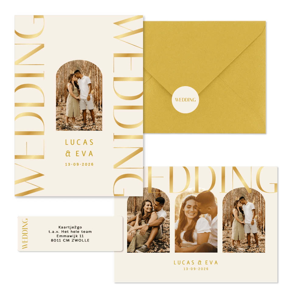 Set met gouden klassieke typografie