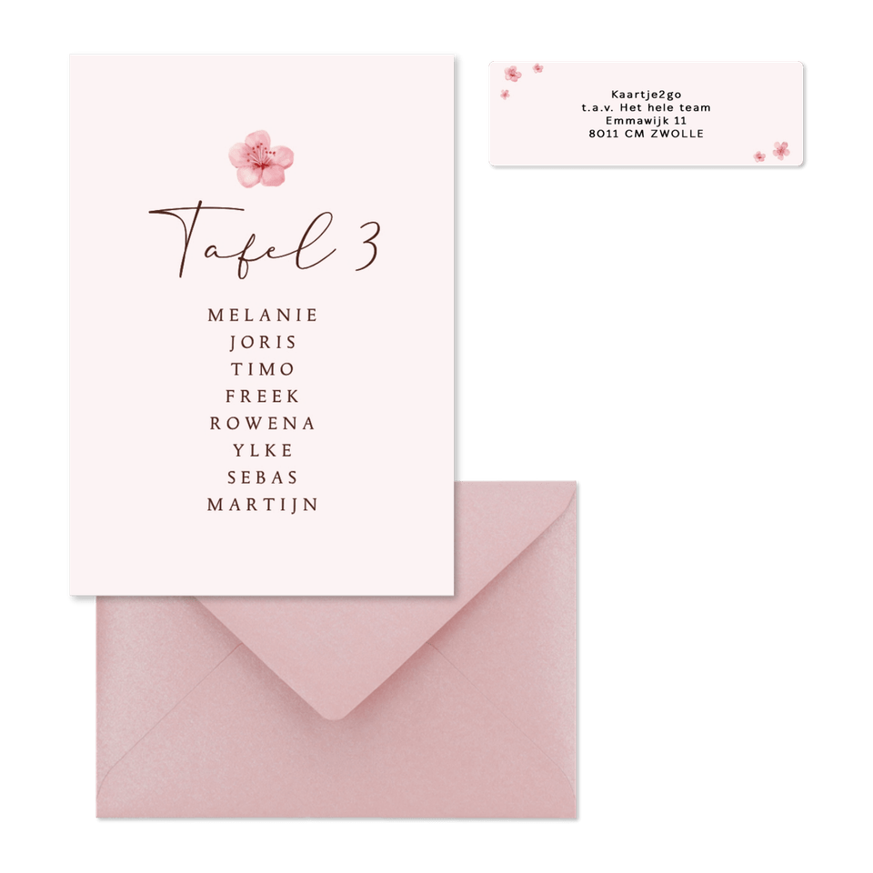 Trouwkaarten set kersenbloesem lente romantisch