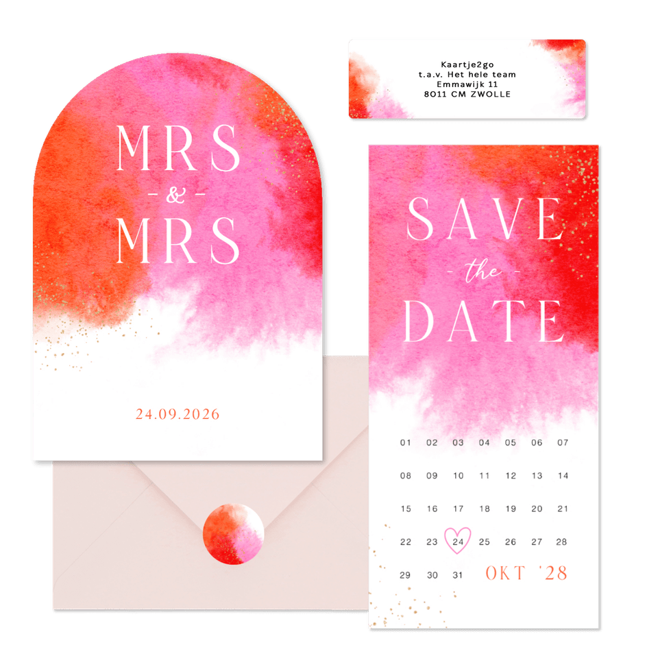 Trendy set kleurrijk oranje roze goud