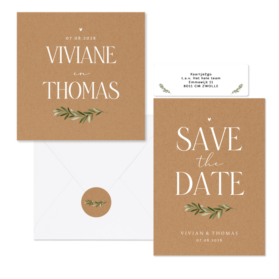 Trouwset kraft modern, stijlvol en natuurlijk